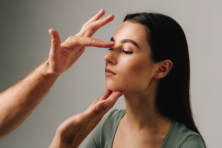 rhinoplasty patient needs alter bone cartridge reshape nose with rhinoplasty surgery young woman wants change appearance nose improve breathing 255847 14492